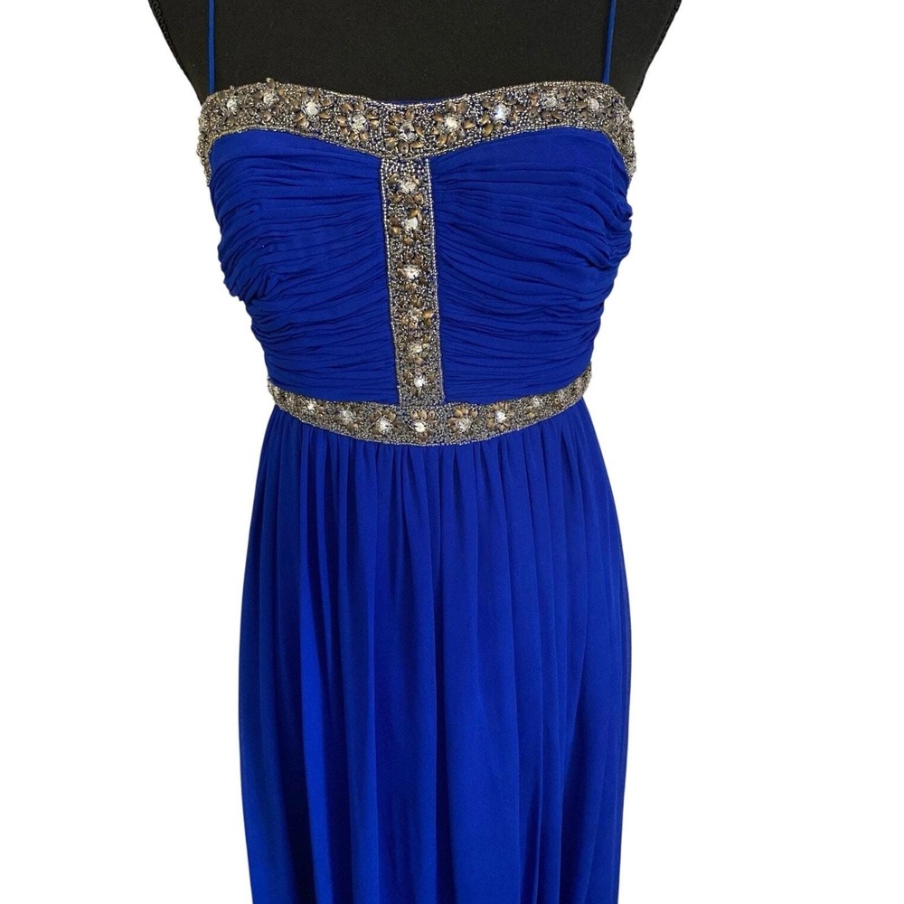 Aidan‎ Mattox Royal Blue Beaded Empire Waist Gown Formal Dress Size 2